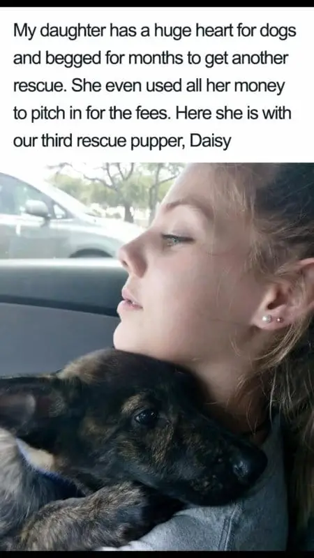 she even used all her money to pitch in for the fees here she is with our third rescue pupper daisy